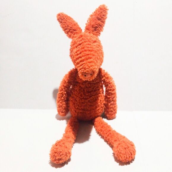 Jellycat KnitWit Aardvark Plush-Orange-Retired-Shaggy-Floppy Legs-Soft-18 Inch - Picture 1 of 10